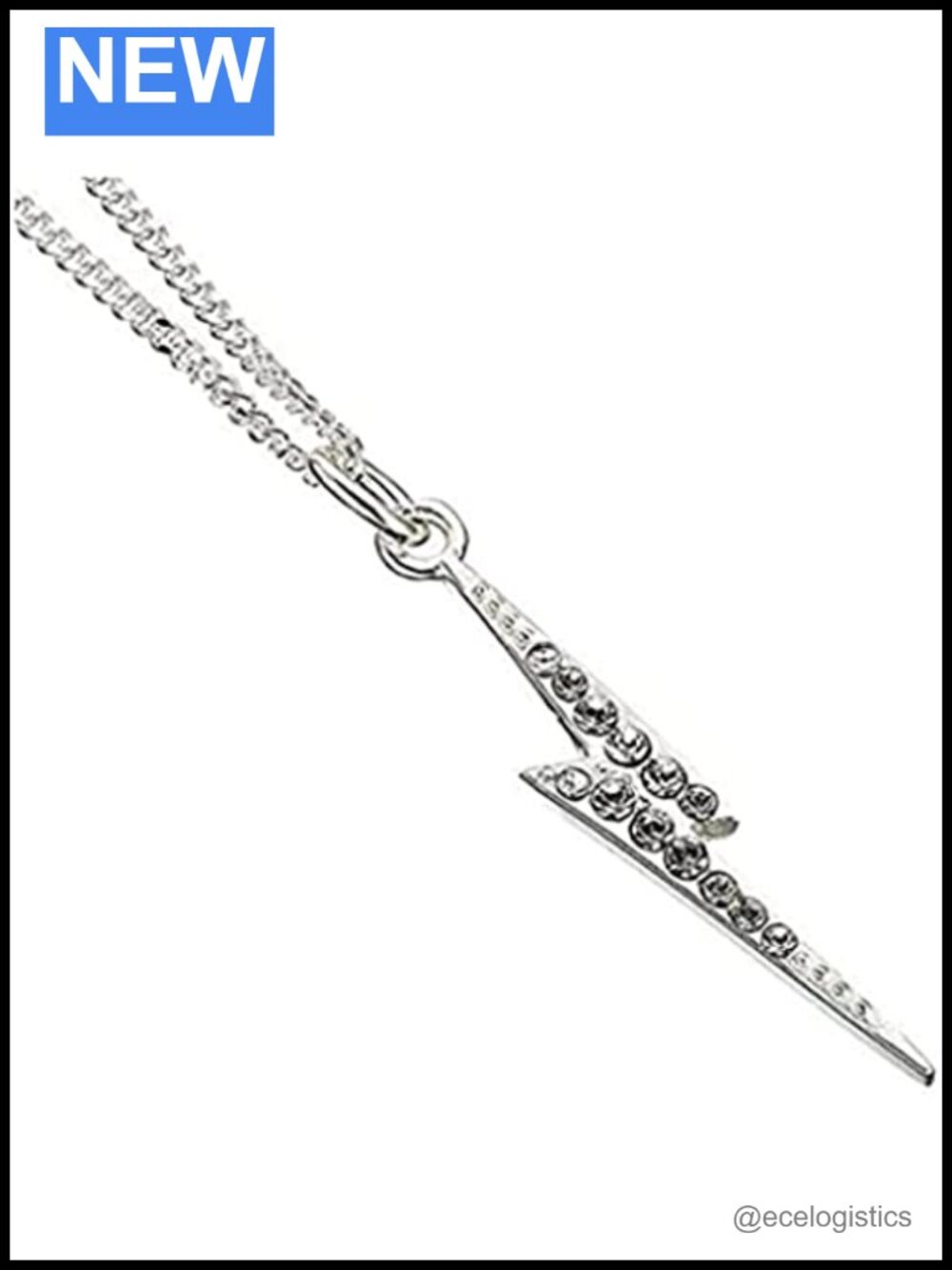 Sterling Silver Crystal Lightning Bolt Pendant Necklace